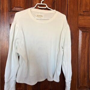 We The Free Clean Ivory Waffle-Knit Crewneck Sweater